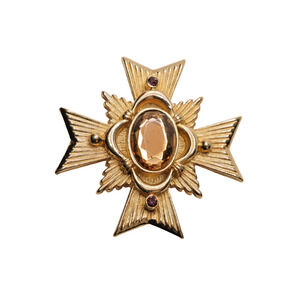 Avon Gold Tone 1980's Maltese Cross Pendant Brooch - 1.75 Inches